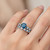 Fancy Blue Diamond Engagement Wedding Ring Set on Hand