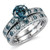 Fancy Blue Diamond Engagement Wedding Ring Set Vintage