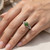 Fancy Green Diamond Engagement Ring Split Shank 18k White Gold On Hand
