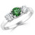 1 Carat Green and White Diamond 3-Stone Engagement Ring
