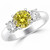 2 Carat Canary Yellow Diamond 3 Stone Engagement Ring