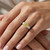 2ct Canary Yellow Diamond Three Stone Engagement Ring On Hand