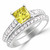 Princess Cut Yellow Diamond Matching Engagement Ring Set