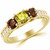 Yellow Red Diamond 3-Stone Vintage Engagement Ring Side