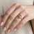 Oval Citrine and Diamond Engagement Ring 14k Gold On Hand