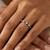 Black and White Diamond Wedding Ring Shared Prongs On Hand