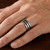 2 Row Channel Black Diamond Men's Wedding Ring On Hand
