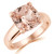 Cushion-Cut Peach Pink Morganite and Diamond Solitaire Ring 14k Rose Gold