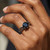 Fancy Black Diamond Engagement Ring Split Design On Hand