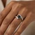 Trilliant Rose Cut Black Diamond Engagement Ring On Hand