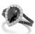 Pear Rose Cut Black Diamond Halo Engagement Ring