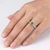 Fancy Green Diamond Double-Pronged Engagement Ring On Hand