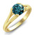 Blue Diamond Solitaire Engagement Ring Split Shank Yellow Gold