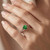 Green Diamond Solitaire Engagement Ring Split Shank On Hand