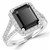 Emerald-Cut Rectangular Black Diamond Halo Engagement Ring
