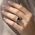 Princess Cut Black Diamond and Ruby Vintage-Inspired Engagement Ring Set On Hand