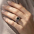 Princess Cut Black Diamond and Ruby Vintage Engagement Ring Set On Hand
