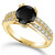 Black White Diamond Split Shank Engagement Ring Yellow Gold
