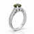 Green and White Diamond Vintage Style Engagement Ring Side
