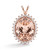 Oval Peach Pink Morganite and Diamond Halo Pendant 14k Rose Gold