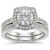Unique Diamond Halo Engagement and Wedding Ring Set