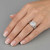 Unique Diamond Halo Engagement and Wedding Ring Set On Hand