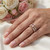 Cushion Peach Pink Morganite Engagement Ring Set On Hand