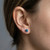 One Carat Fancy Blue Diamond Stud Earrings On Model