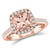 Peach Pink Morganite Diamond Halo 14k Rose Gold Engagement Ring