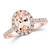 Oval Peach Morganite Diamond Halo Engagement Ring Rose Gold