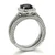 Cushion Cut Black Diamond Halo Engagement Ring Set Vintage Style Side