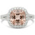 Peach-Pink Cushion-Cut Morganite and Diamond Halo Statement Ring