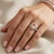 Pear Cut Peach Pink Morganite Diamond Halo Split Engagement Ring On Hand