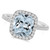 Cushion-Cut Blue Aquamarine and Diamond Halo Statement Ring