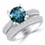 Blue Diamond Bridal Engagement Wedding Ring Set Vintage