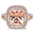 Peach Morganite and Diamond Double Halo Statement Ring 14k Rose Gold