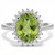 Oval Green Peridot and Diamond Halo Statement Engagement Ring