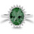 Oval Green Tourmaline Diamond Halo Engagement / Statement Ring