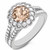 Round Peach Pink Morganite Diamond Halo Split Ring