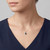 Blue Diamond Halo Pendant Necklace On Model