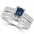 Princess Cut Blue Diamond Engagement Wedding Ring Set