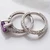 Princess Cut Amethyst Matching Engagement Wedding Ring Set Side