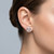 Cushion Peach Pink Morganite and Diamond Halo Stud Earrings On Model