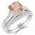 Cushion Peach Pink Morganite Matching Engagement Wedding Ring Set