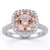 Cushion Cut Peach-Pink Morganite and Diamond Halo Ring