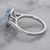 Square Cushion Cut Blue Aquamarine and Diamond Halo Statement Ring Side