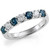 1 Carat Seven Stone Blue and White Diamond Anniversary Ring