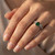 Triangular-Cut Green Tourmaline Diamond Engagement Statement Ring On Hand