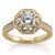 Diamond Halo Engagement Ring Vintage-Style Floral Setting 14k Yellow Gold