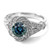 Blue White Diamond Vintage Halo Engagement Ring Split Shank